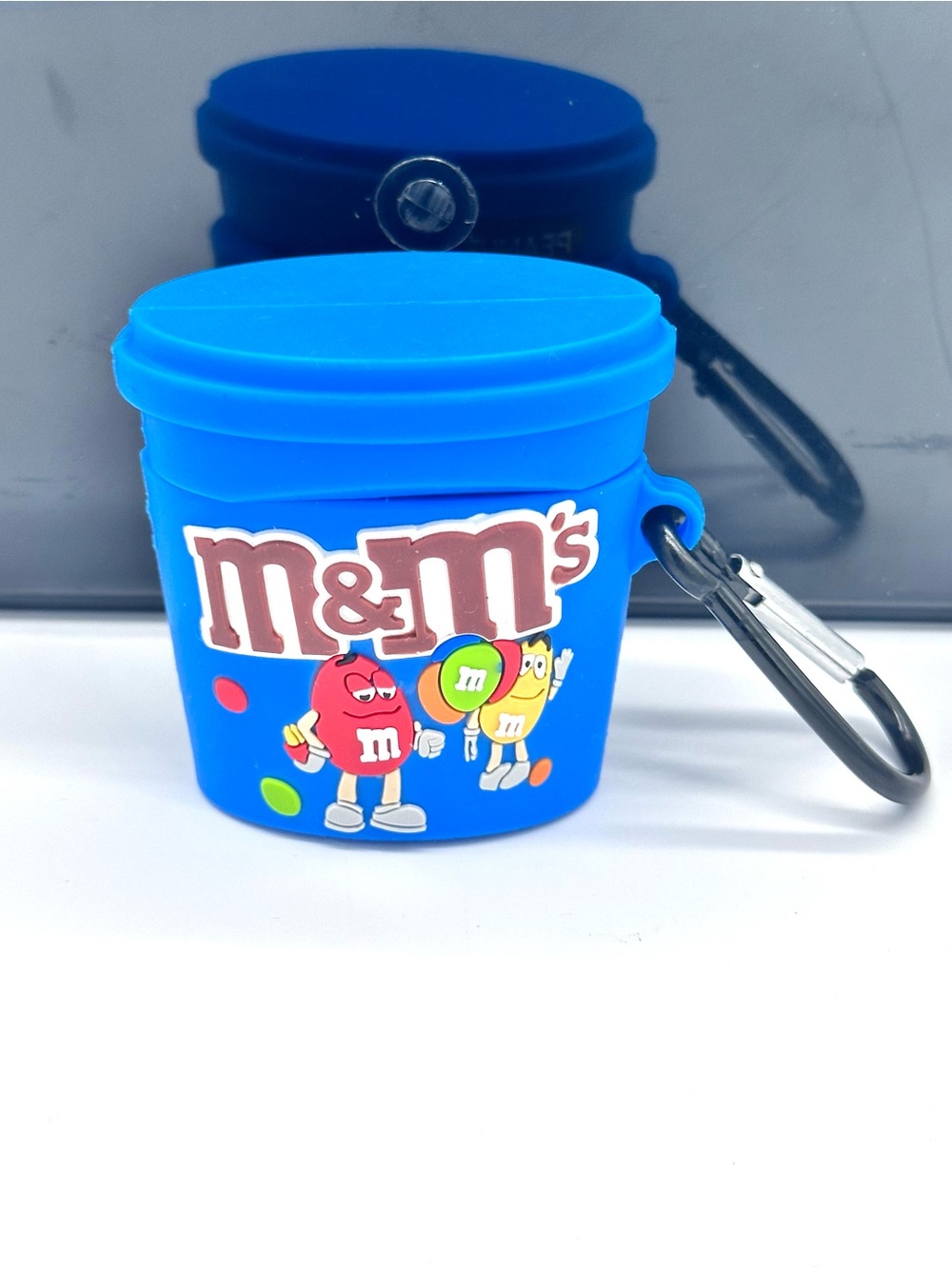 M&M's Blue Silicone Case Cover Compatible with Apple AirPods Gen 1 & 2 Keychain
